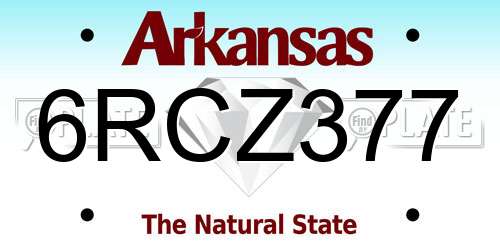6RCZ377 Arkansas License Plate
