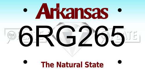 6RG265 Arkansas License Plate