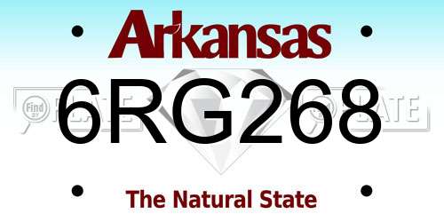 6RG268 Arkansas License Plate