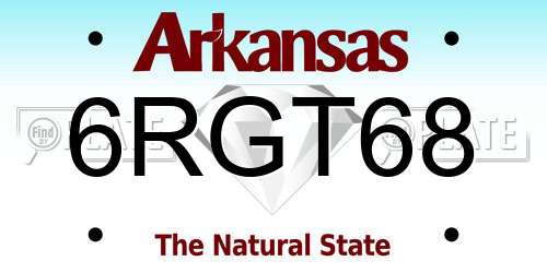 6RGT68 Arkansas License Plate