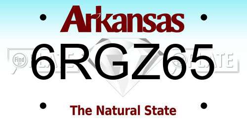 6RGZ65 Arkansas License Plate