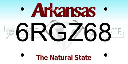 6RGZ68 Arkansas License Plate