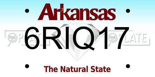 6RIQ17 Arkansas License Plate