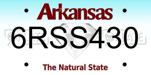 6RSS430 Arkansas License Plate