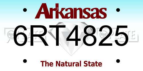 6RT4825 Arkansas License Plate
