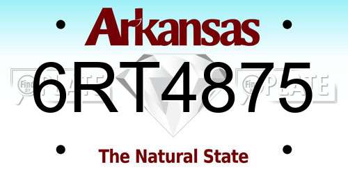 6RT4875 Arkansas License Plate