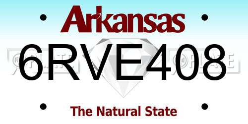 6RVE408 Arkansas License Plate