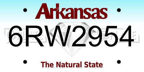 6RW2954 Arkansas License Plate