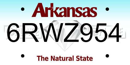 6RWZ954 Arkansas License Plate