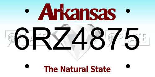 6RZ4875 Arkansas License Plate