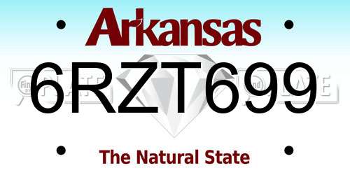 6RZT699 Arkansas License Plate