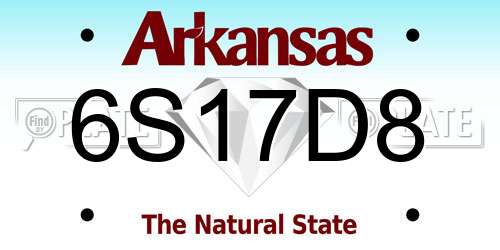 6S17D8 Arkansas License Plate