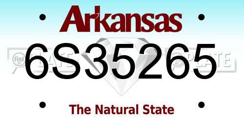 6S35265 Arkansas License Plate