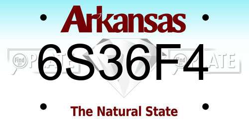 6S36F4 Arkansas License Plate