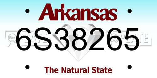 6S38265 Arkansas License Plate