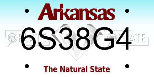 6S38G4 Arkansas License Plate