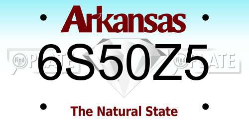 6S50Z5 Arkansas License Plate