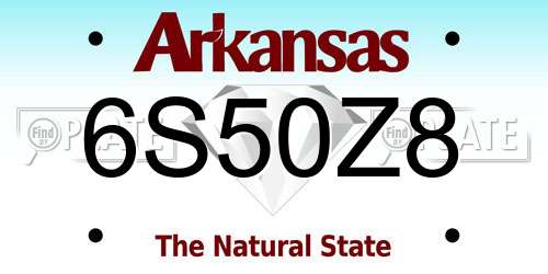 6S50Z8 Arkansas License Plate