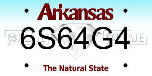 6S64G4 Arkansas License Plate