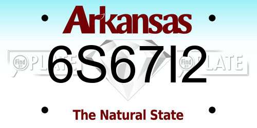 6S67I2 Arkansas License Plate