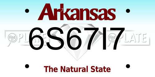 6S67I7 Arkansas License Plate