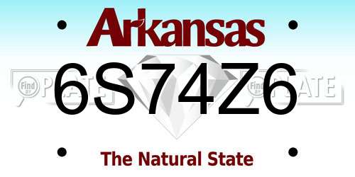 6S74Z6 Arkansas License Plate