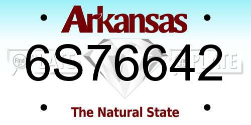 6S76642 Arkansas License Plate