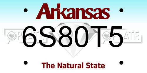 6S80T5 Arkansas License Plate