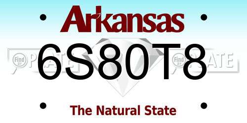 6S80T8 Arkansas License Plate