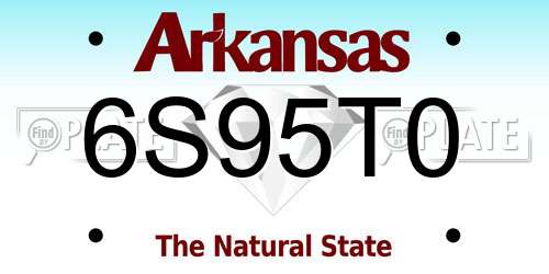 6S95T0 Arkansas License Plate