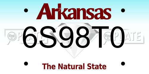 6S98T0 Arkansas License Plate
