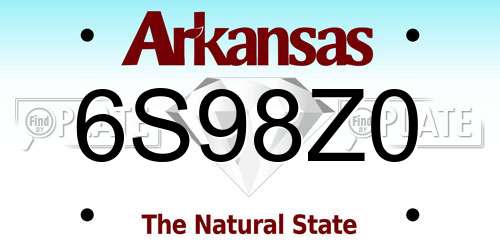 6S98Z0 Arkansas License Plate