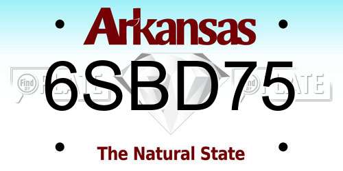 6SBD75 Arkansas License Plate