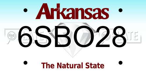 6SBO28 Arkansas License Plate