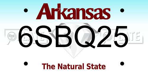 6SBQ25 Arkansas License Plate