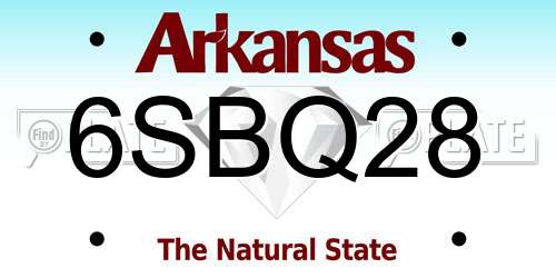 6SBQ28 Arkansas License Plate