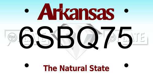 6SBQ75 Arkansas License Plate