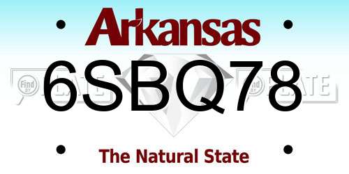 6SBQ78 Arkansas License Plate