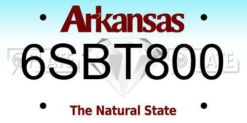6SBT800 Arkansas License Plate