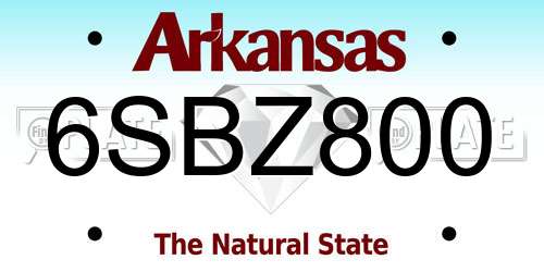 6SBZ800 Arkansas License Plate