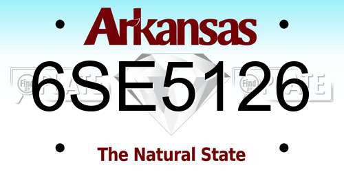 6SE5126 Arkansas License Plate