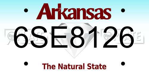 6SE8126 Arkansas License Plate