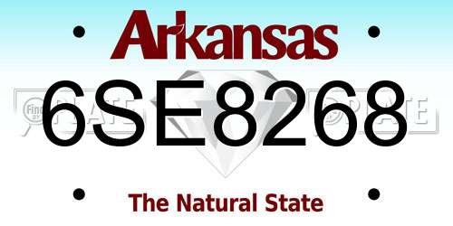 6SE8268 Arkansas License Plate