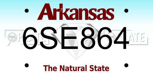 6SE864 Arkansas License Plate