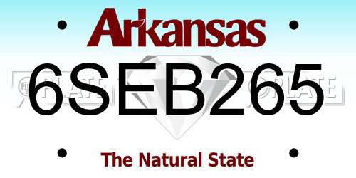 6SEB265 Arkansas License Plate