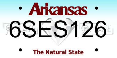 6SES126 Arkansas License Plate
