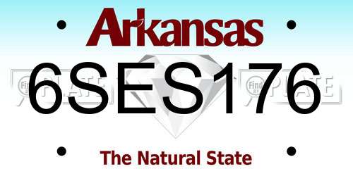 6SES176 Arkansas License Plate