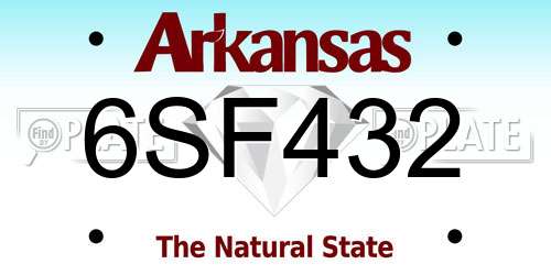 6SF432 Arkansas License Plate