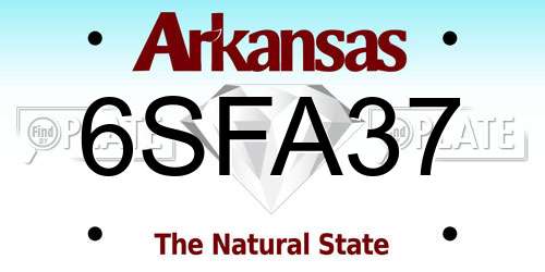 6SFA37 Arkansas License Plate