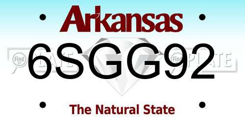 6SGG92 Arkansas License Plate